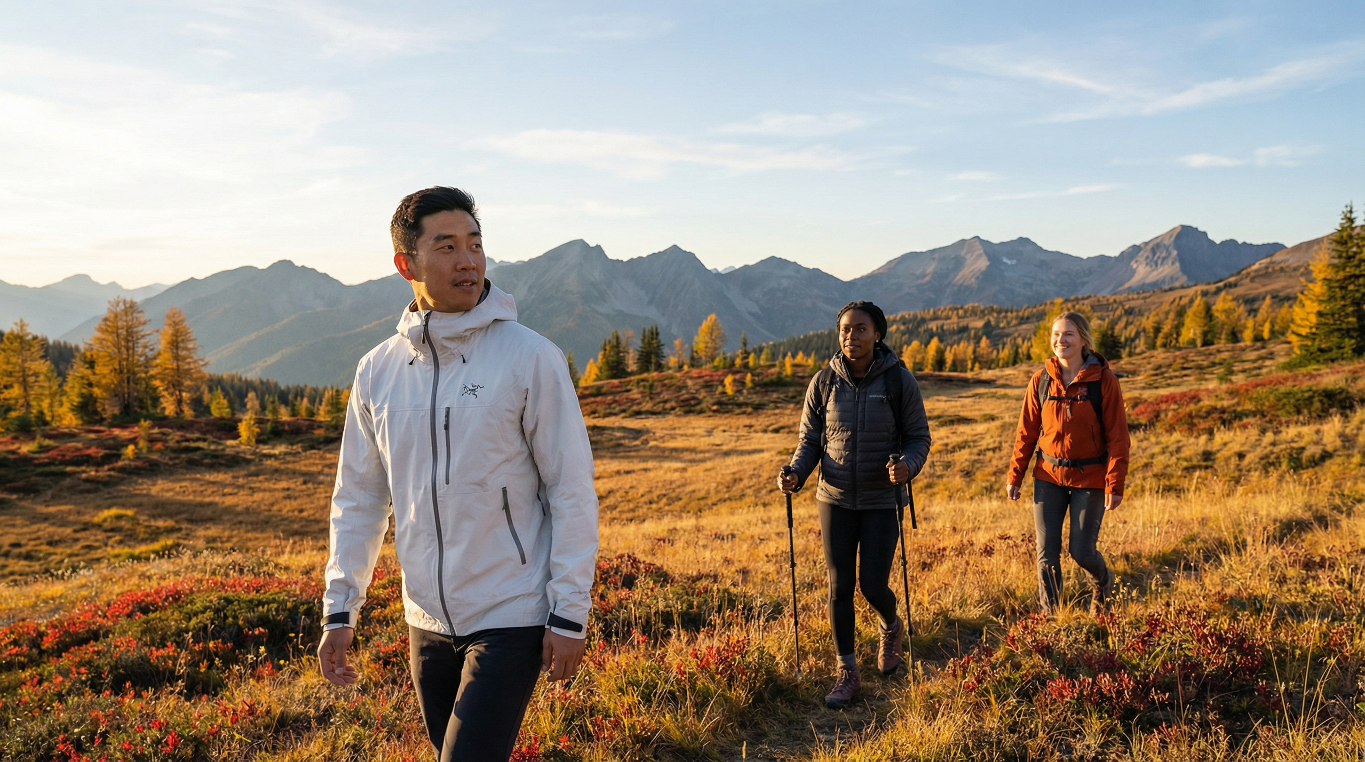 Three colorways on trail